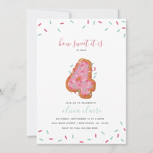 Invitation Célébration d'anniversaire douce| Quatre (Devant)