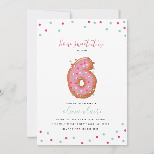 Invitation Célébration d'anniversaire douce| Six (Devant)