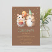 Invitation Célébration d'anniversaire du mignon duo hamster (Debout devant)