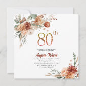 Invitation Célébration d'anniversaire élégante  floral terre  (Devant)