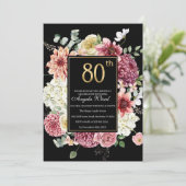 Invitation Célébration d'anniversaire élégante paillettes fl (Debout devant)