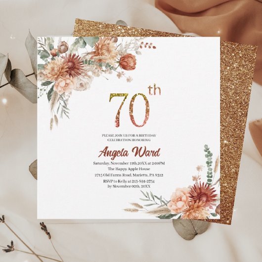 Invitation Célébration d'anniversaire élégante  terre cuite f