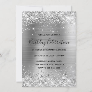 Invitation Célébration d'anniversaire en feuille d'argent sci