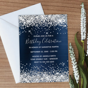 Invitation Célébration d'anniversaire en paillettes d'argent