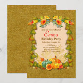Invitation Célébration d'anniversaire Feuilles d'automne Mign (Devant / Derrière)