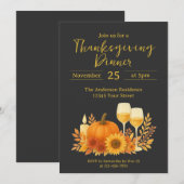 Invitation Célébration d'automne - Elégant Thanksgiving Gold (Devant / Derrière)