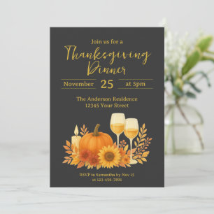 Invitation Célébration d'automne - Elégant Thanksgiving Gold