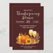 Invitation Célébration d'automne - Elégant Thanksgiving Gold (Devant / Derrière)