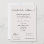 Invitation Célébration de 100 Glorious Years!-Anniversaire/Ro (Dos)