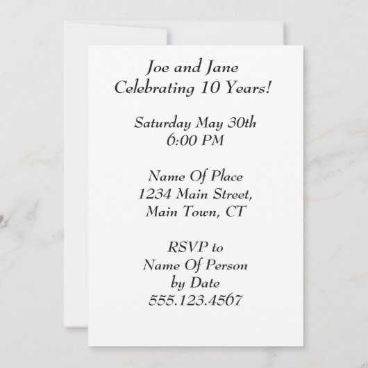 Invitation Célébration de 10 ans d'enfance géniale (Dos)