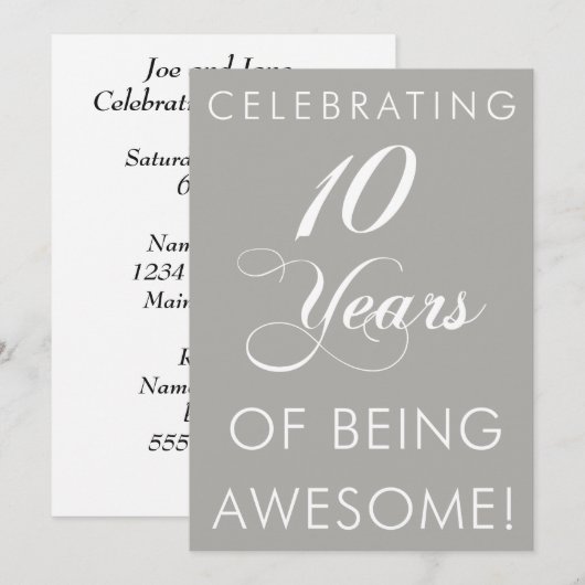 Invitation Célébration de 10 ans d'enfance géniale (Devant / Derrière)