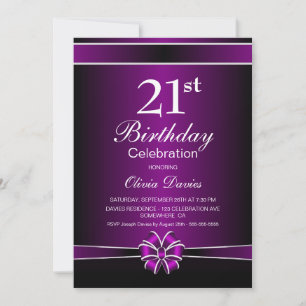 Invitation Célébration de 21 ans dans un style violet
