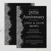 Invitation Célébration de 25 ans de mariage avec faux paillet (Devant / Derrière)