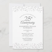 Invitation Célébration de 25 ans de mariage coeurs en confett (Devant)