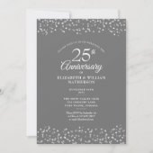 Invitation Célébration de 25 ans de mariage Confetti coeurs e (Devant)