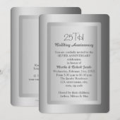 Invitation Célébration de 25 ans de mariage Silver Border (Devant / Derrière)