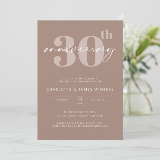 Invitation Célébration de 30 ans de mariage avec un script be (Debout devant)