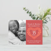 Invitation Célébration de 35 ans de mariage corail orange (Debout devant)