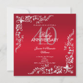 Invitation Célébration de 40 ans de mariage Rubis (Devant)