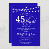 Invitation Célébration de 45 ans de mariage bleu royal (Devant / Derrière)