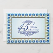 Invitation Célébration de 45 ans de mariage Saphir Bleu Or (Devant)