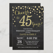 Invitation Célébration de 45 ans de mariage tableau noir et o (Devant / Derrière)
