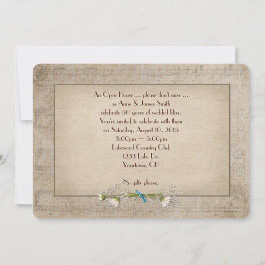 Invitation Célébration de 50 ans de mariage (Dos)