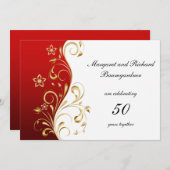 Invitation Célébration de 50 ans de mariage aux tourbillons r (Devant / Derrière)