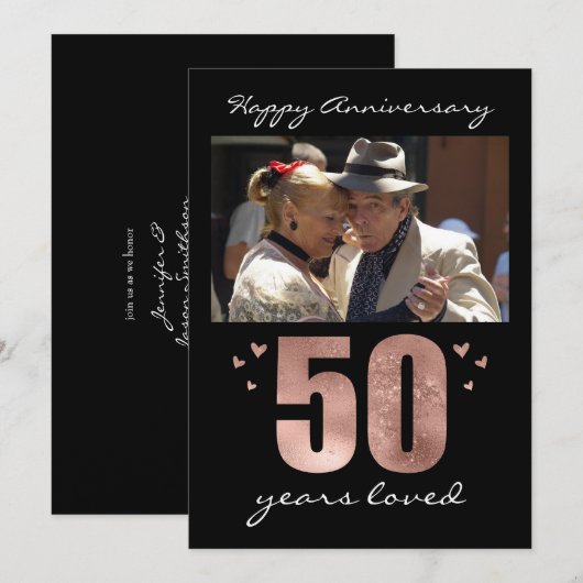 Invitation Célébration de 50 ans de mariage avec une seule ph (Devant / Derrière)