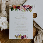 Invitation Célébration de 50 ans de mariage Boho Floral Plume