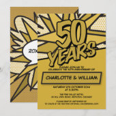 Invitation Célébration de 50 ans de mariage d'or Fun Moderne (Devant / Derrière)