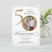 Invitation Célébration de 50 ans de mariage en calligraphie o (Debout devant)