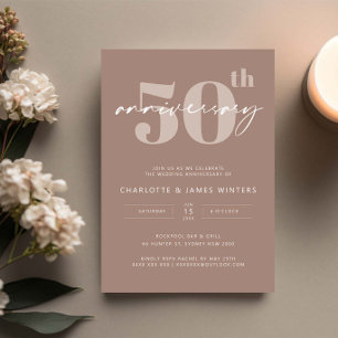 Invitation Célébration de 50 ans de mariage en script beige m