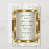 Invitation Célébration de 50 ans de mariage Photo Damask Tour (Dos)
