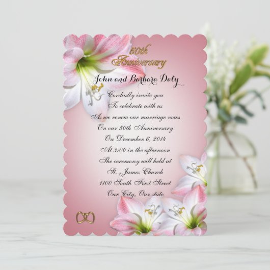 Invitation Célébration de 50 ans de mariage renouvellement de (Debout devant)