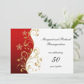 Invitation Célébration de 50 ans de mariage tourbillons rouge (Debout devant)