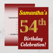 Invitation Célébration de 54e anniversaire, Faux Or, Nom (Devant / Derrière)