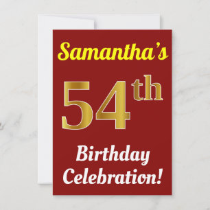 Invitation Célébration de 54e anniversaire, Faux Or, Nom