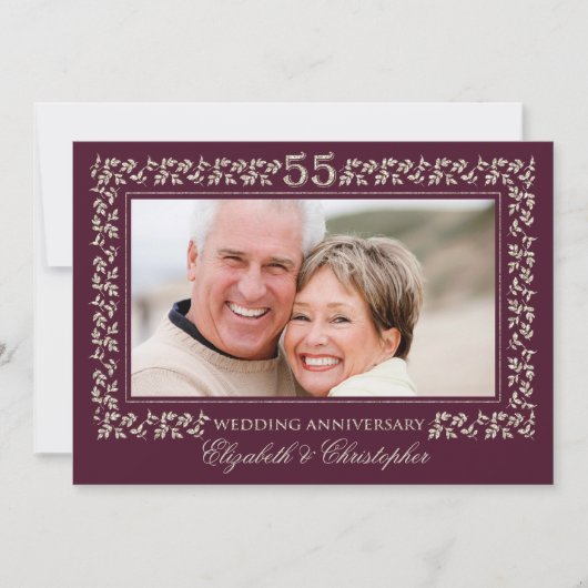 Invitation Célébration de 55 ans de mariage en bronze de prun (Devant)