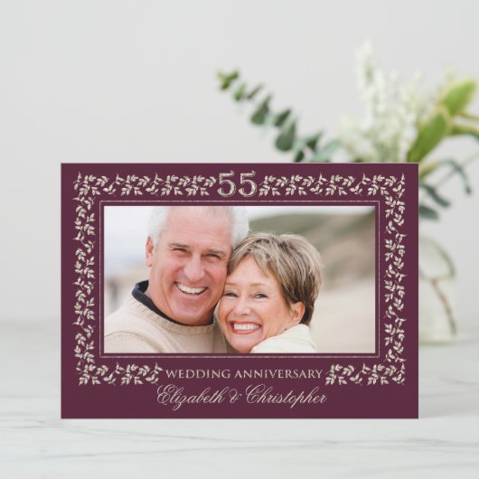 Invitation Célébration de 55 ans de mariage en bronze de prun (Debout devant)