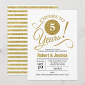 Invitation Célébration de 5 ans de mariage - Or Blanc (Devant / Derrière)