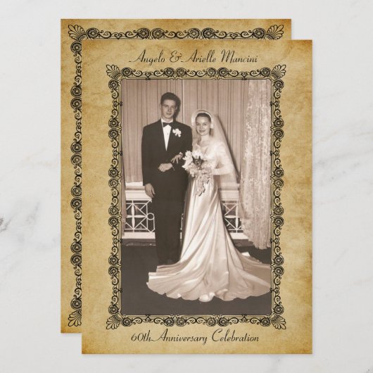 Invitation Célébration de 60 ans de mariage (Devant / Derrière)