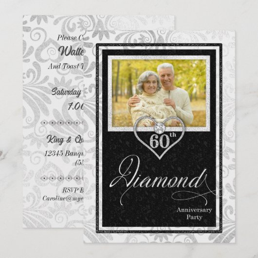 Invitation Célébration de 60 ans de mariage personnalisée ave (Devant / Derrière)
