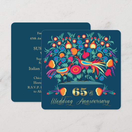 Invitation Célébration de 65 ans de mariage Art populaire (Devant / Derrière)