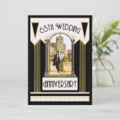 Invitation Célébration de 65 ans de mariage de couple Art Déc (Debout devant)