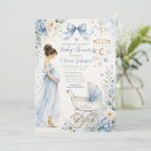 Invitation Célébration de Baby Shower Bleu (Debout devant)