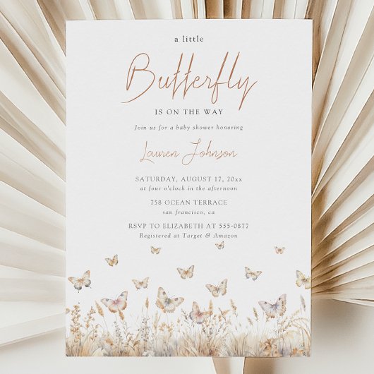 Invitation Célébration de Baby Shower Papillon Minuscule