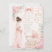 Invitation Célébration de Baby Shower Rose (Devant)