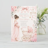Invitation Célébration de Baby Shower Rose (Debout devant)