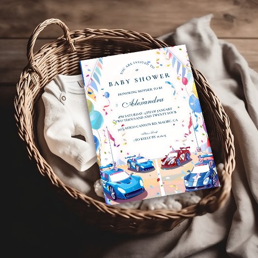 Invitation Célébration de bébé de voiture classique